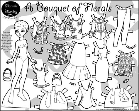 Doll clipart black and white. Printable Paper Doll Coloring Page
