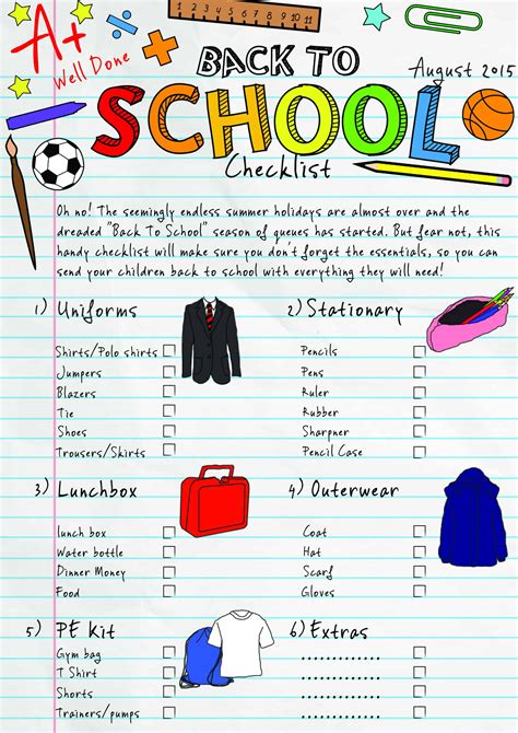 Back To School Checklist Mummys Little Starsmummys Little Stars