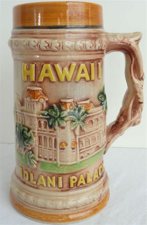 Hawaii Iolani Palace Large Vintage Beer Stein Mug Tiki Royal Honolulu