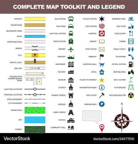 Map Icon Legend Symbol Sign Toolkit Element A Vector Image