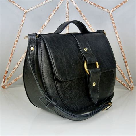 Handcrafted Black Leather Saddle Bag By Freeload Accessories