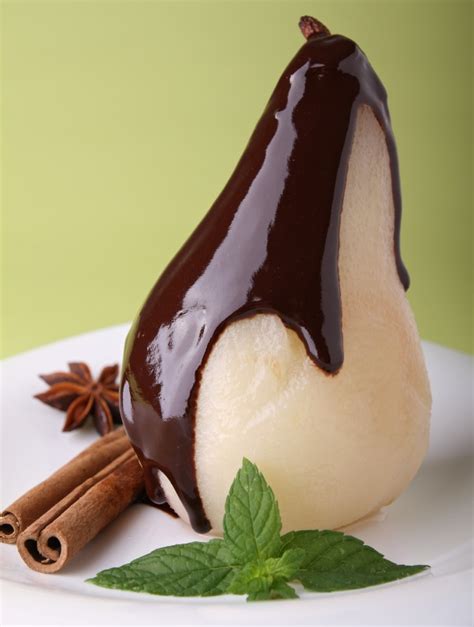 Poached Pears With Chocolate Sauce Oryana Community Co Op