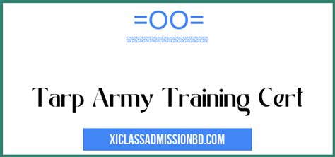 Tarp Army Training Cert