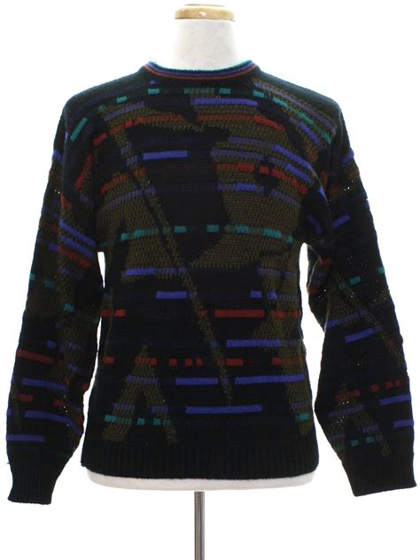 1980s Vintage Sweater 80s Saturdays Mens Black Background Acrylic