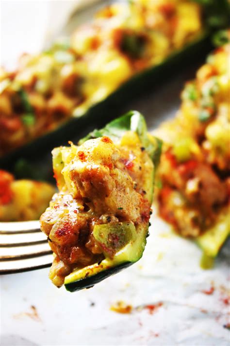 This has become a favorite in my house! Cheddar and Sausage Stuffed Zucchini Boats