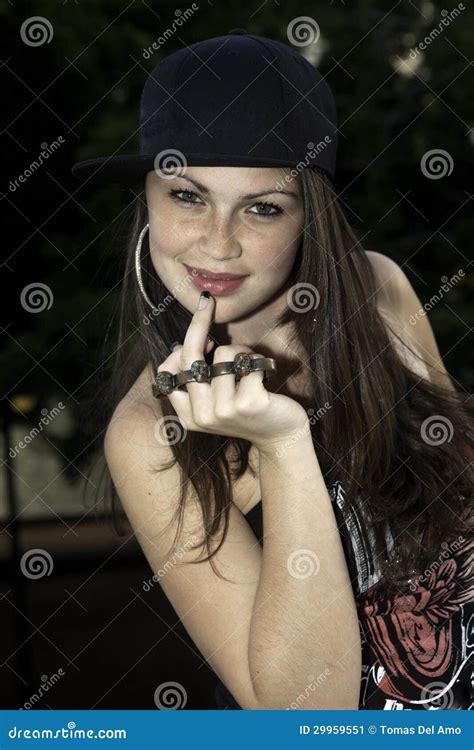Teenage Girl With Brass Knuckles Stock Image Image Of Knuckles