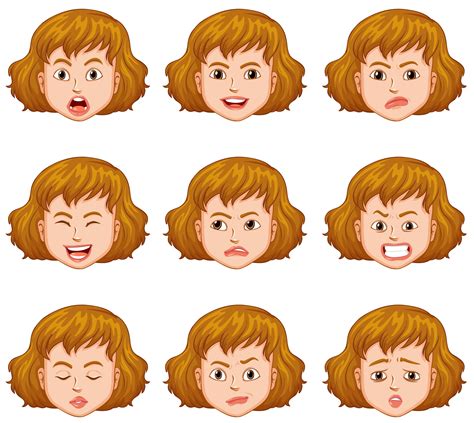 Woman with different facial expressions 526685 Vector Art at Vecteezy