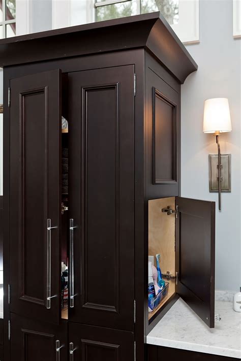 Affordable custom bathroom vanity and floor cabinets. A unique bathroom cabinet built by Eastburn Woodworks to ...