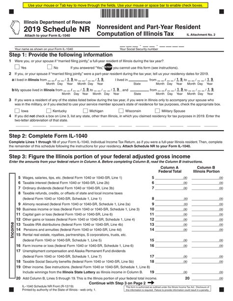 Form Il 1040 Schedule Nr Fill Out Sign Online And Download Fillable
