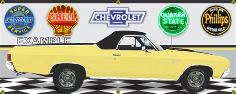1970 Chevrolet El Camino Ss 396 Daytona Yellow Truck Car Garage Scene