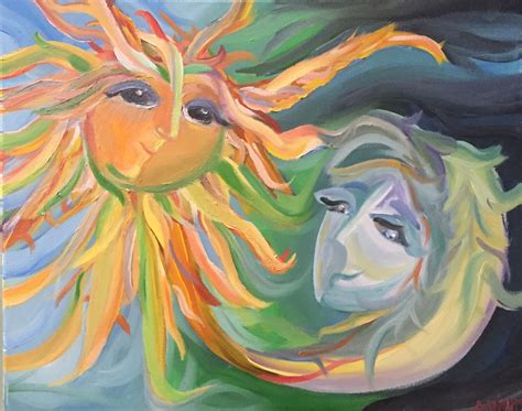 Abstract Sun And Moon Art Painting Abstract
