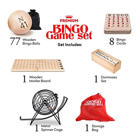 Professional Deluxe Bingo Game Set Bundle With Dominoes Set Bingo Cage Balls Cards