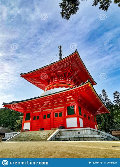 The Vibrant Red Konpon Daito Pagoda In The Unesco Listed Danjo Garan
