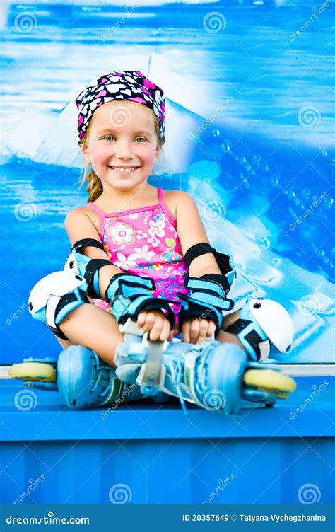 Cute Girl In Roller Skates Royalty Free Stock Images Image 20357649
