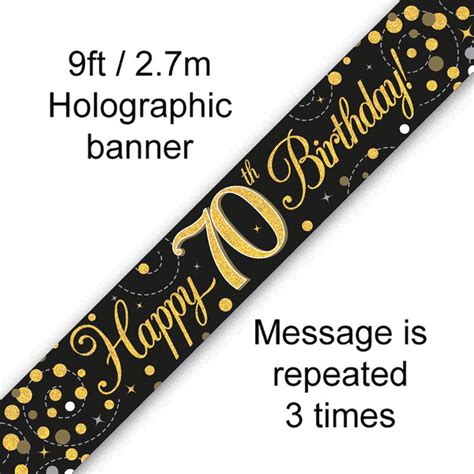 Sparkling Fizz Black And Gold 70th Birthday Banner