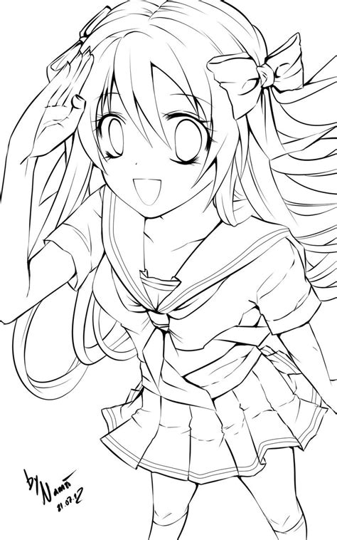 Schoolgirl Anime Colouring Pages Manga Coloring Book Cartoon