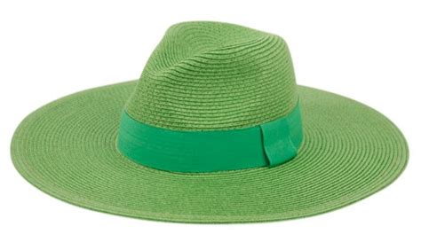 24 Units Of Big Brim Panama Style Fedora Hats With Band In Lime Green