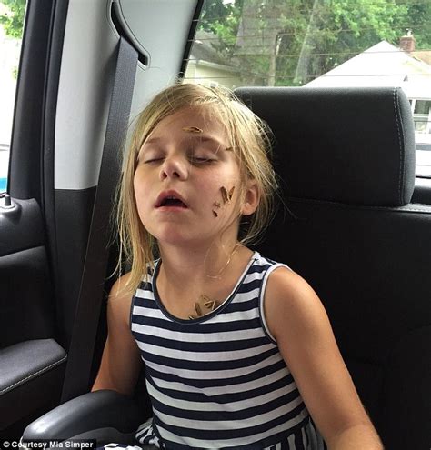 Mia Simper Tweets Snaps Of Her Sleeping Sister Covered In Sunflower Seeds Daily Mail Online
