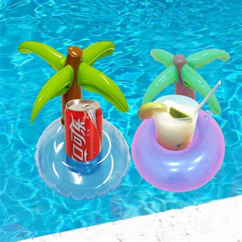5 Pieces Set Mini Coconut Tree Drink Holder Inflatable Floats Swim Pool