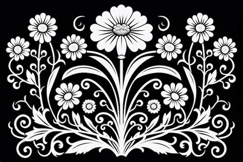 Premium Ai Image A Black And White Floral Design With Flowers On It
