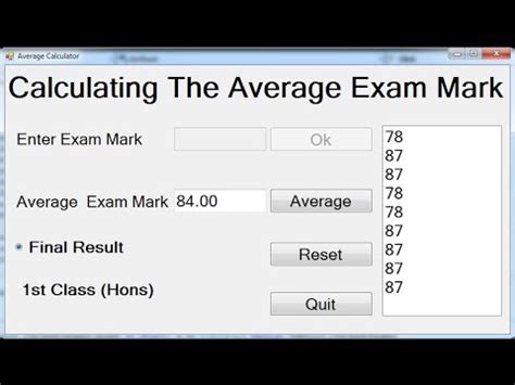 See the sum & average. How to Calculate Examination Average Marks In Visual Basic ...