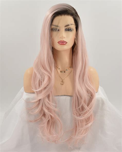 Weekendwigs Long Candy Pink Ombre Synthetic Lace Front Wig