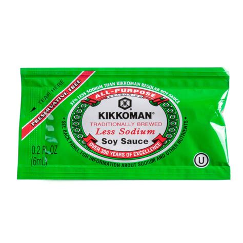 Kikkoman Less Sodium Preservative Free Soy Sauce 6 Ml Packet 200case