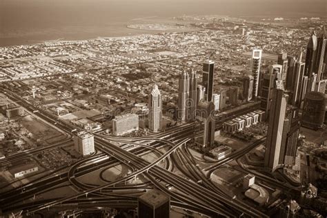 Dubai Downtown Morning Scene Top View Stock Image Image Of Aerial