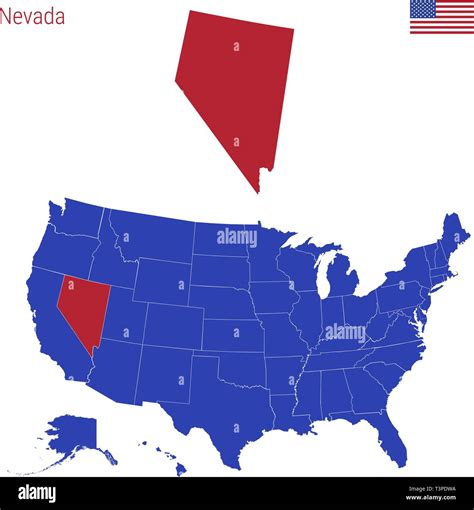 El Estado De Nevada Está Resaltada En Rojo Mapa De Vectores De Los