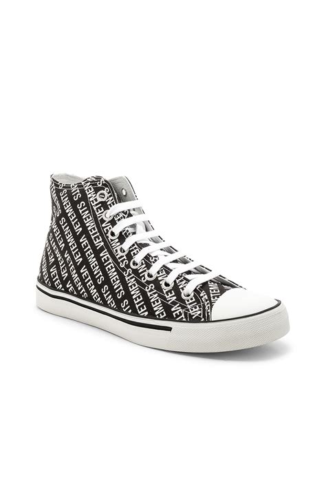 Vetements Printed Canvas Sneakers In Black And White Print Fwrd