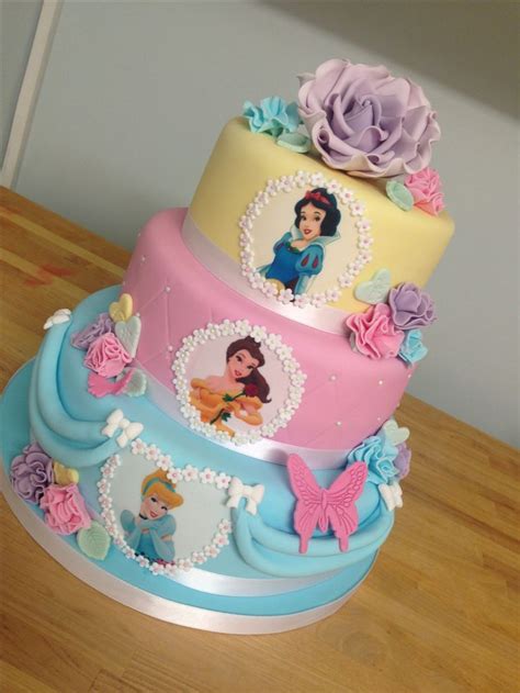 3 Tier Pastel Princess Cake With Handmade Rose Princess Birthday Cake Disney Princess