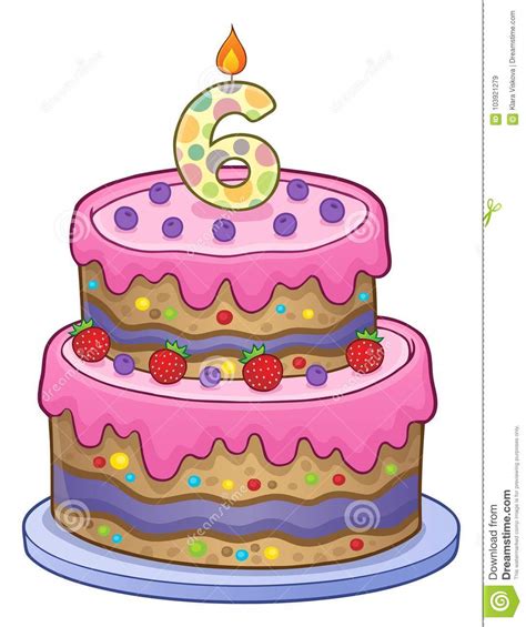 Just kidding, have a wonderful 6th birthday and a glorious year. Birthday Cake Image For 6 Years Old Stock Vector ...