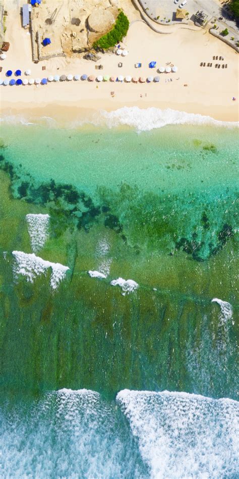 Download 1080x2160 Wallpaper Sea Waves Aerial View Green Sea Summer