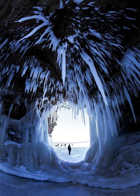 Icicles Hang From The Ice Caves Of The Apostle Islands National