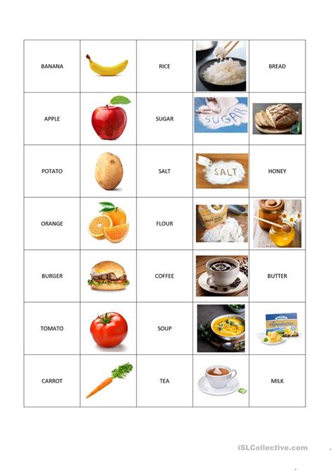 Countable And Uncountable Nouns Memory Game English Esl Worksheets