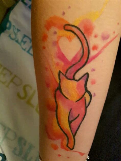 Absolutely Love My New Watercolour Cat Tattoo Done By Darren Bishop
