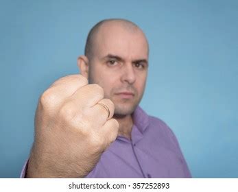 Angry Caucasian Bald Man Clenched Fist Stock Photo Shutterstock
