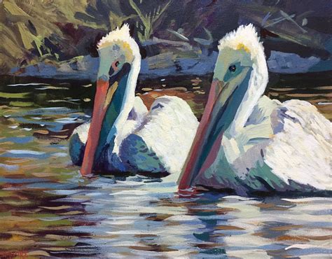 Two Pelicans 16x20 Acrylic On Gallery Wrapped Canvas Canvas Painting