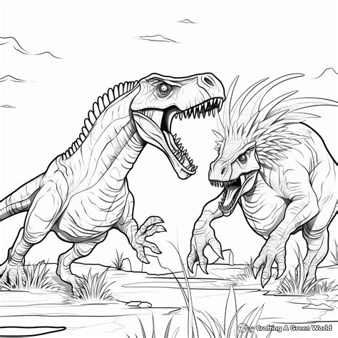 Spinosaurus Vs T Rex Coloring Pages Free And Printable