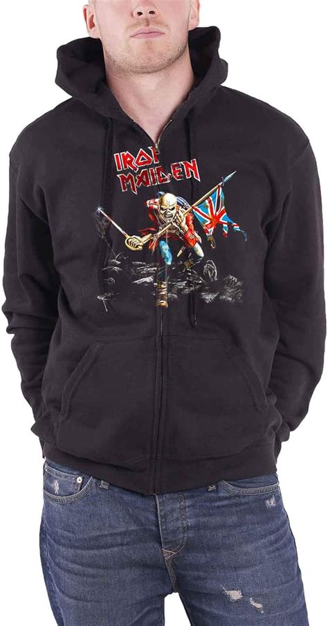 Iron Maiden Hoodie Trooper Scuffed Logo Official Black