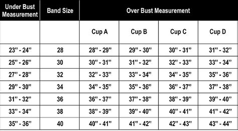 Bra Size Chart India In Inches - The Chart