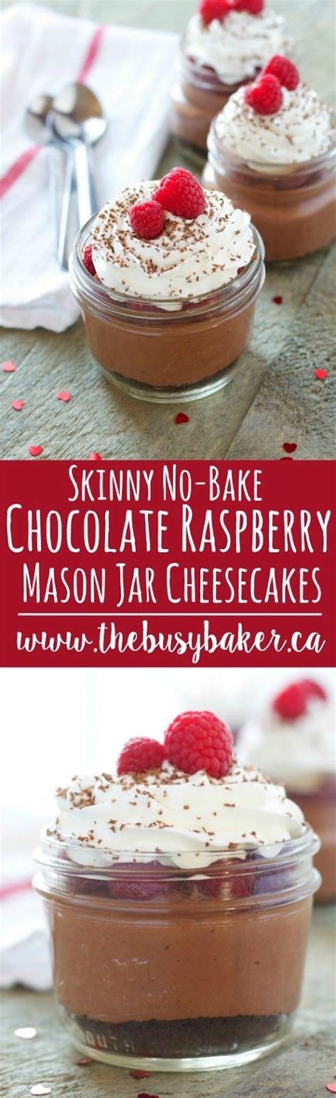 They make a wonderful addition to low carb party food or packed in a decorative container as a gift for a host. Skinny No-Bake Chocolate Raspberry Mason Jar Cheesecakes ...