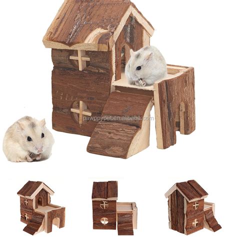 Double Layers Hamster House Wooden Small Animals Pet Rats Gerbil