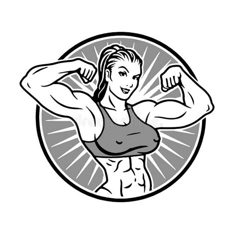 Fitness Muscle Girl With Biceps Stock Vector Illustration Of Cute