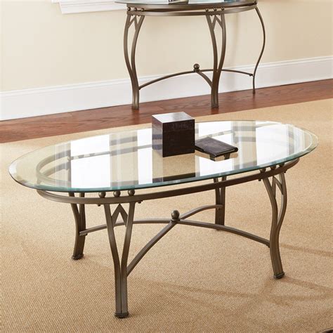Steve Silver Madrid Oval Glass Top Coffee Table From
