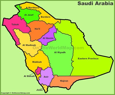 Administrative Divisions Map Of Saudi Arabia Ontheworldmap