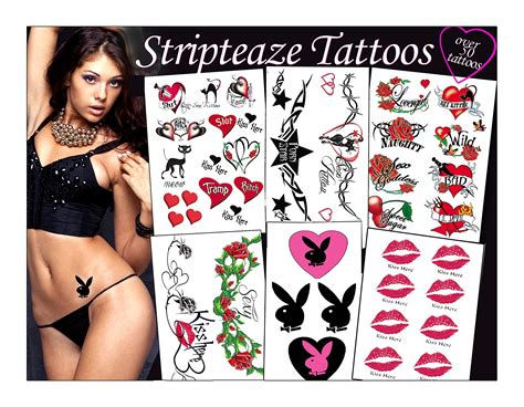 Buy Stripteaze Naughty Temporary Tattoo Pack — Ultra Realistic Adult Temporary Tattoos For Women