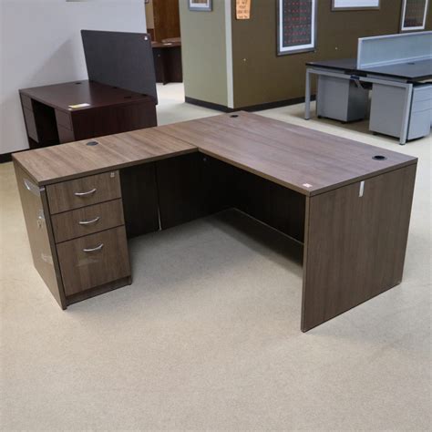 L Desk Modern Walnut Office Furniture Liquidations