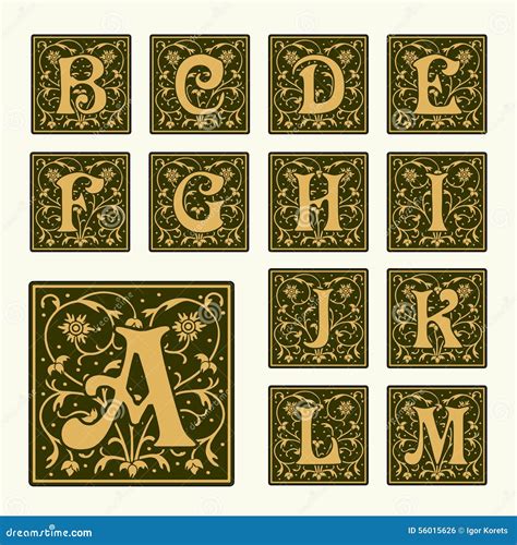 Vintage Set Capital Letters Monograms And Font Vector Illustration