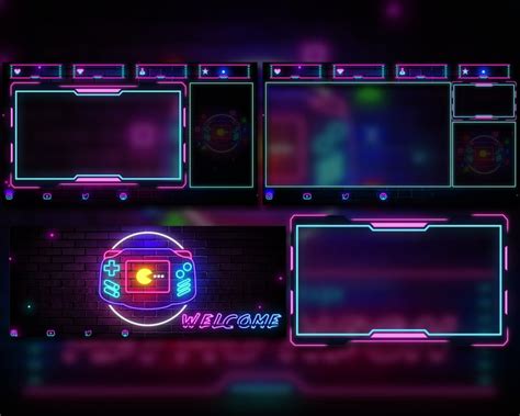 Retro Neon Animated Stream Overlay Package Screens Facecam Etsy